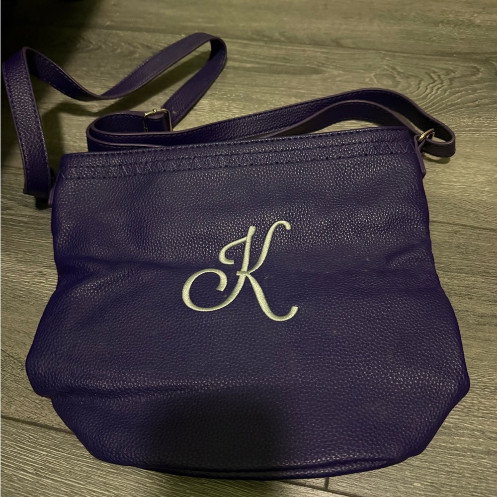 Purple Leather Crossbody Bag